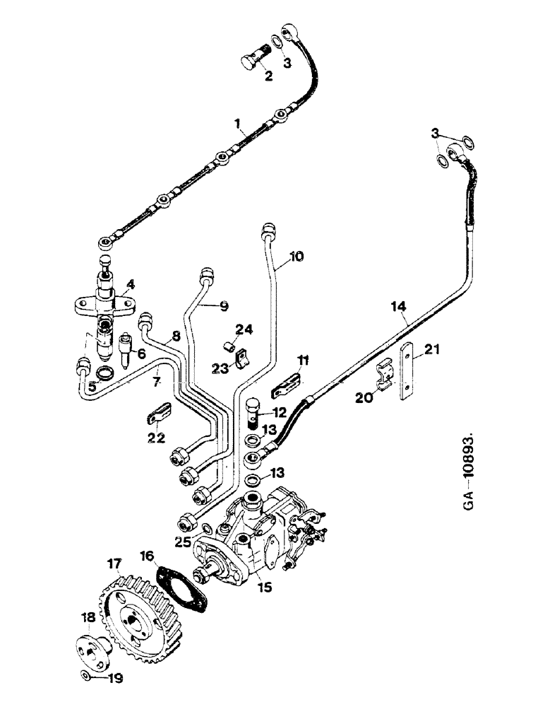 Схема запчастей Case IH D-268 - (11-014) - INJECTION PUMP, INJECTION LINES, NOZZLE HOLDER 