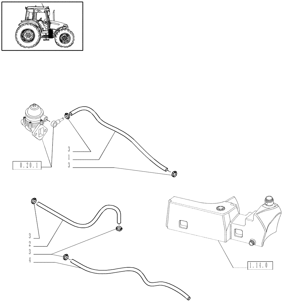 Схема запчастей Case IH JX80 - (1.14.6) - FUEL PIPES (02) - ENGINE EQUIPMENT