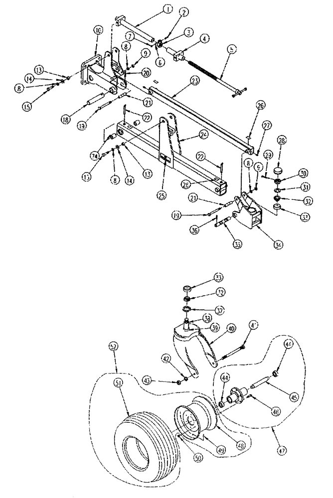 Схема запчастей Case IH 2500 ECOLO-TIL - (44.100.02) - LIFT ASSIST WHEEL ASSEMBLY (44) - WHEELS