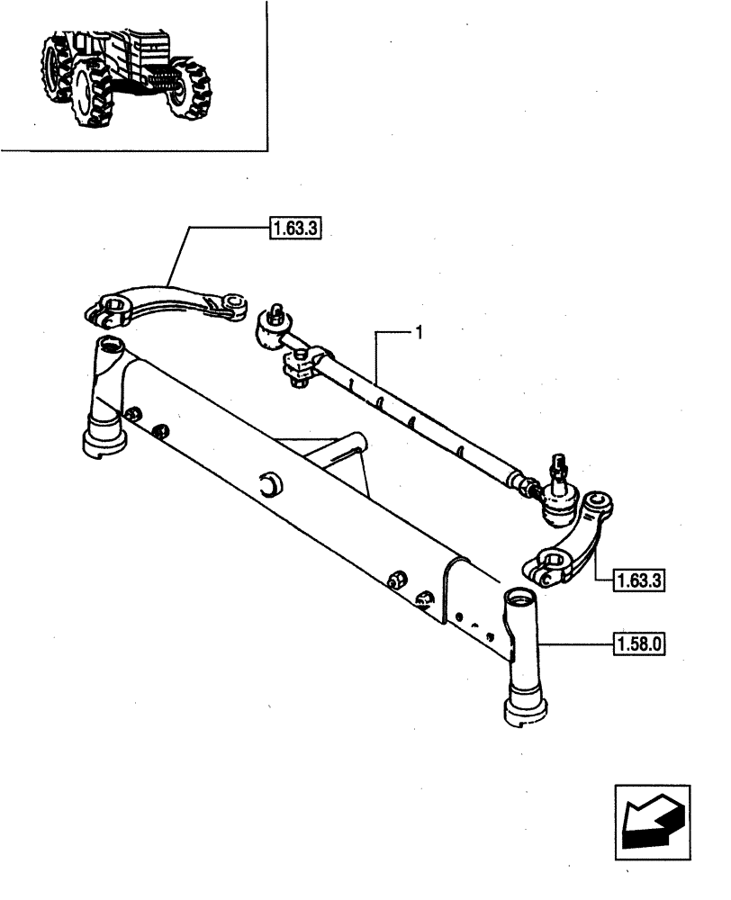 Схема запчастей Case IH JX95 - (1.63.4) - STEERING TIE-ROD - TIE-ROD (04) - FRONT AXLE & STEERING