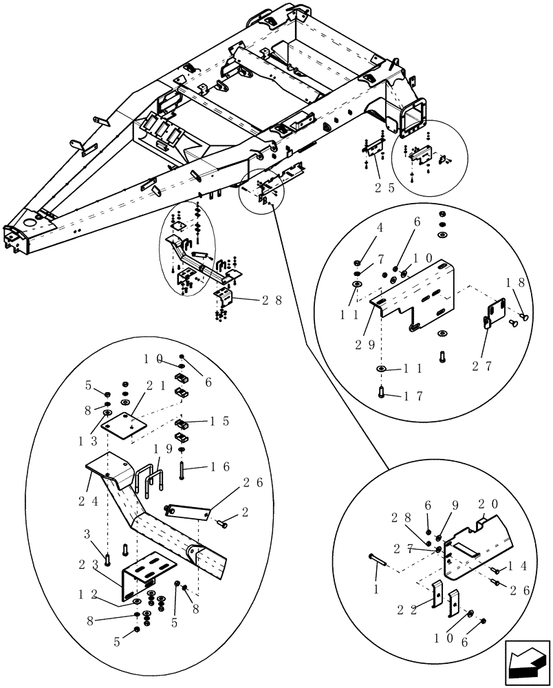 Схема запчастей Case IH 3380 - (39.100.02) - REAR FRAME HOSE TRAYS AND INTERMEDIATE MANIFOLD SUPPORT (39) - FRAMES AND BALLASTING