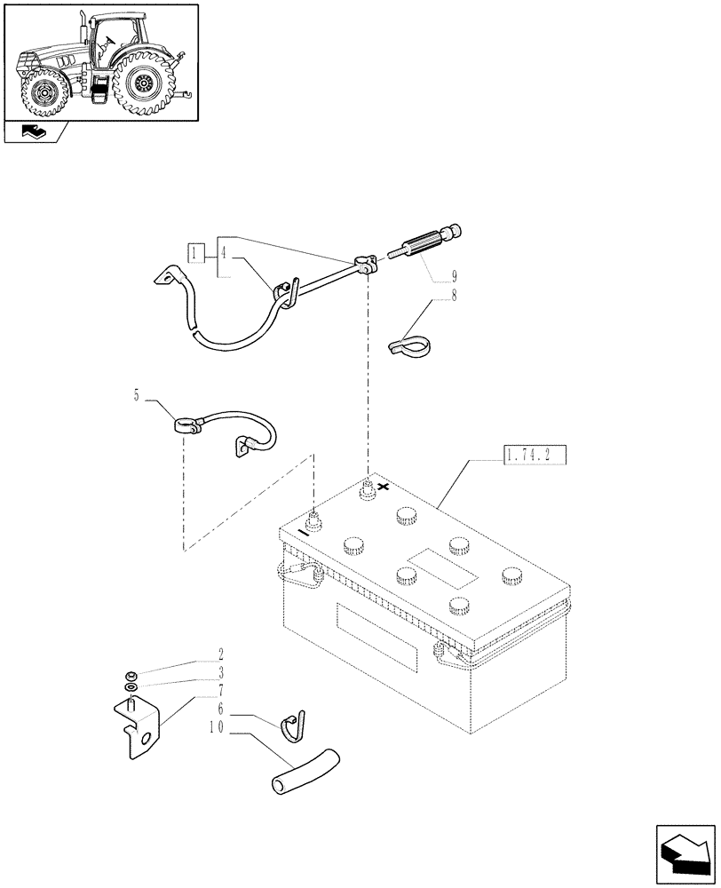 Схема запчастей Case IH MAXXUM 110 - (1.75.3) - BATTERY CABLES (06) - ELECTRICAL SYSTEMS