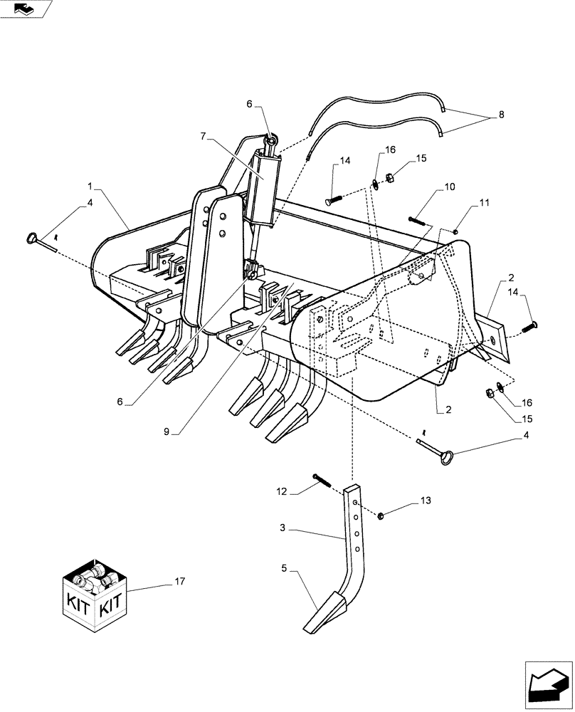 Схема запчастей Case IH WORK EZ 96BHI - (009) - HYDRAULIC HEAVY DUTY BOX BLADE 8 - 96BHI 