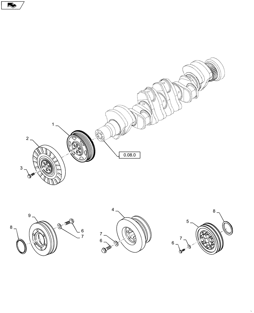 Схема запчастей Case IH P140 - (10.103.03) - PULLEY - CRANKSHAFT (10) - ENGINE