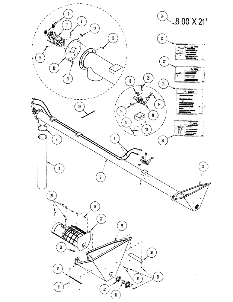 Схема запчастей Case IH 1100 - (E32) - AUGER (8") 