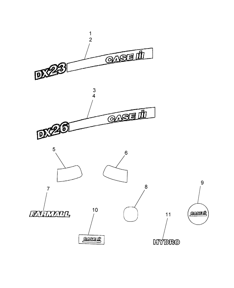 Схема запчастей Case IH DX23 - (08.05) - DECALS, IDENTIFICATION (08) - SHEET METAL