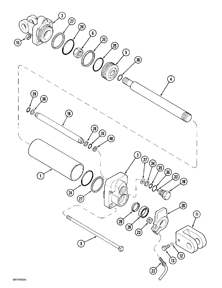 Схема запчастей Case IH 955 - (8-36) - ASSIST WHEEL HYDRAULIC CYLINDER, 6 ROW, 8 ROW NARROW, & 8 ROW WIDE VERTICAL FOLD (08) - HYDRAULICS