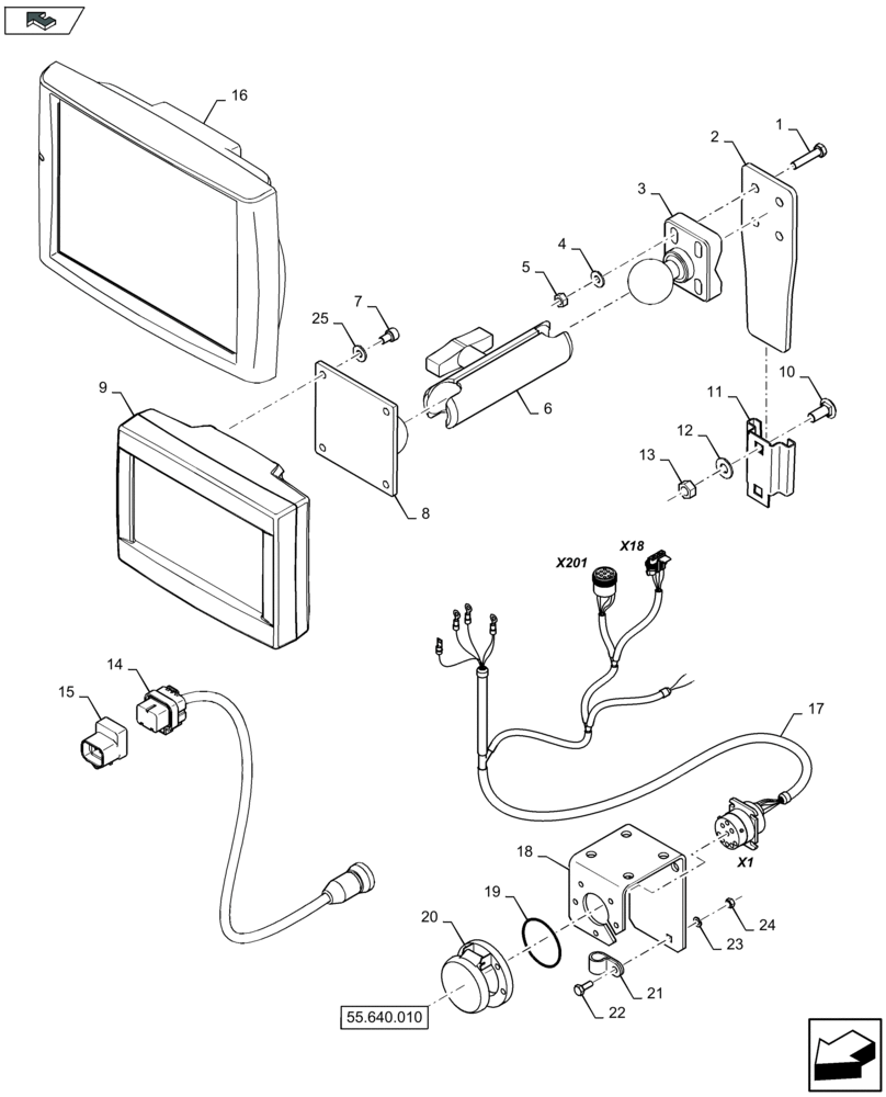 Схема запчастей Case IH LB334P - (55.418.020) - MONITOR, INTELLIVIEW III AND TOUCHSCREEN - C136 (55) - ELECTRICAL SYSTEMS