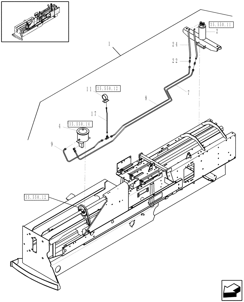 Схема запчастей Case IH SB531 - (35.550.15) - HYDRAULIC BALE TENSION KIT (35) - HYDRAULIC SYSTEMS