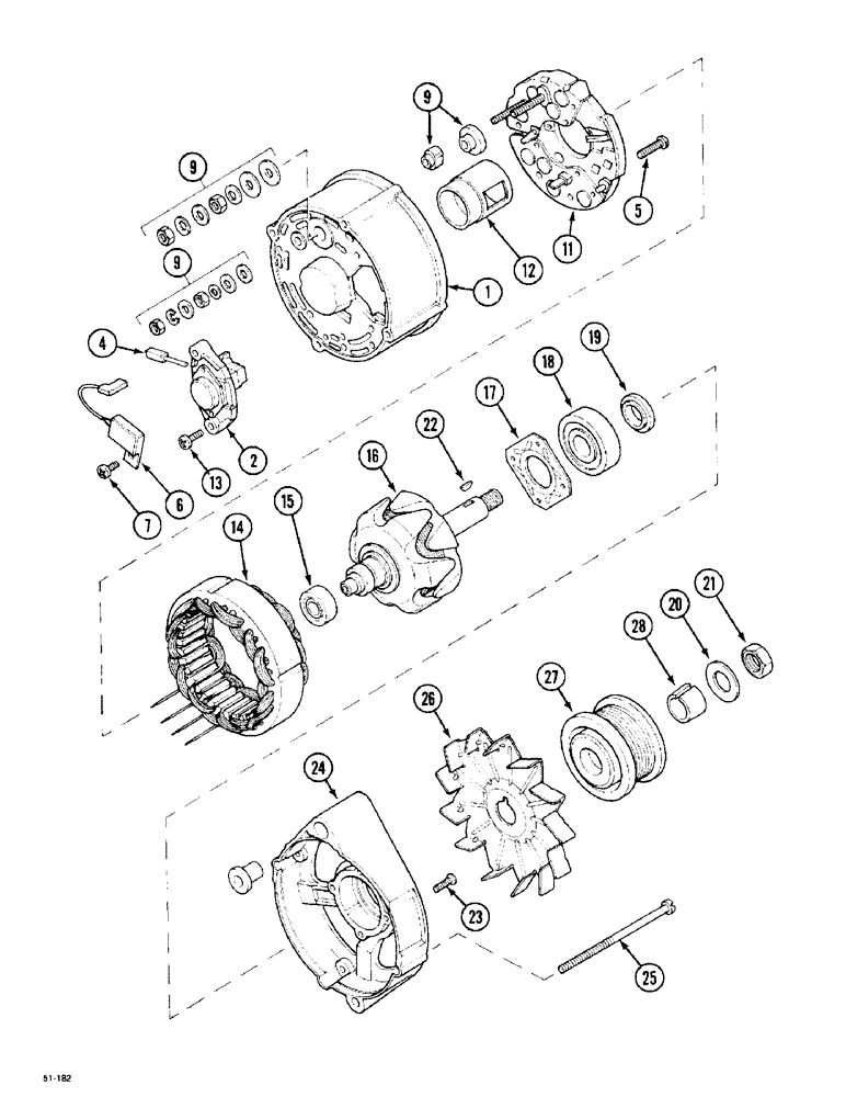 Схема запчастей Case IH 5150 - (4-66) - ALTERNATOR, BOSCH (65 AMP) (04) - ELECTRICAL SYSTEMS