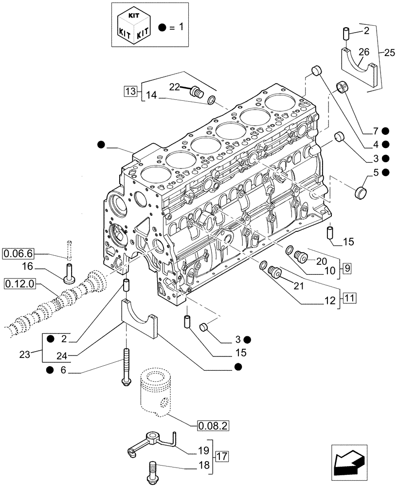 Схема запчастей Case IH P170 - (0.04.0[01]) - CRANKCASE (02) - ENGINE