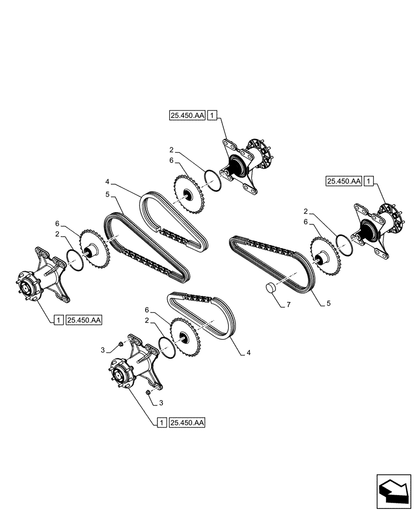 Схема запчастей Case IH SV300 - (25.450.AC) - POWER TRAIN (SR220,SR250,SV250,SV300) (25) - FRONT AXLE SYSTEM