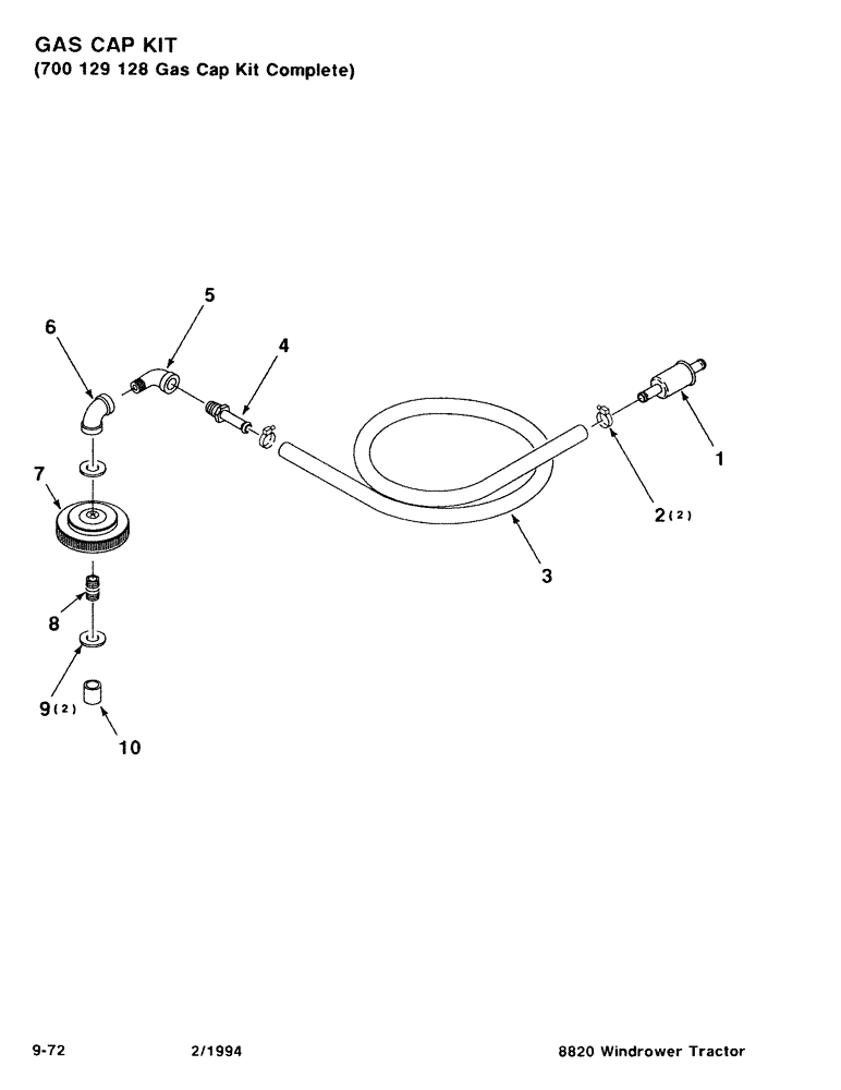 Схема запчастей Case IH 8820 - (9-72) - GAS CAP KIT, 700129128 GAS CAP KIT COMPLETE (09) - CHASSIS/ATTACHMENTS
