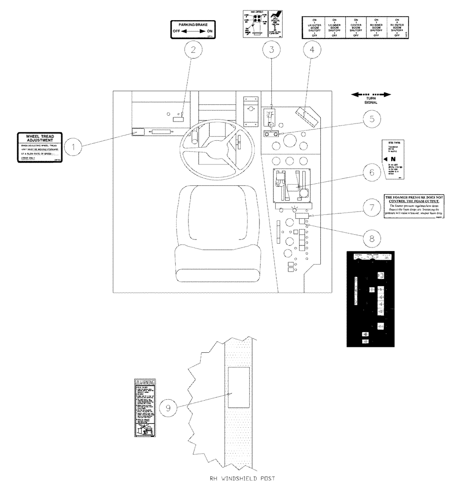 Схема запчастей Case IH SPX2130 - (10-001) - INTERIOR DECALS (13) - DECALS