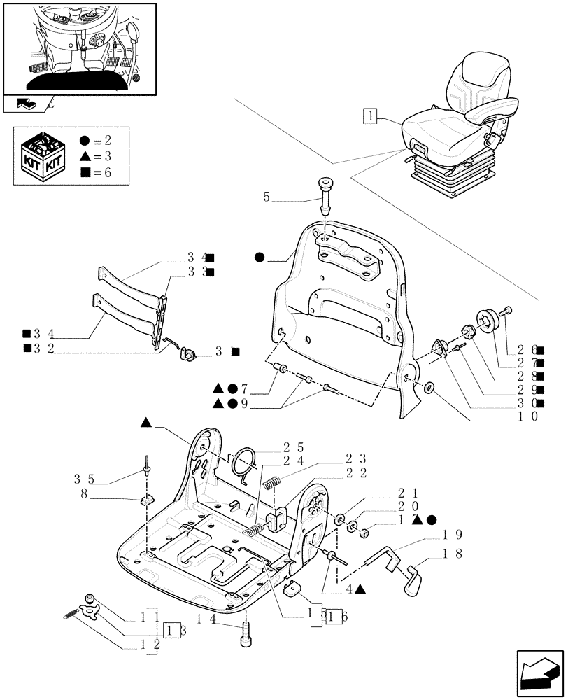 Схема запчастей Case IH PUMA 140 - (1.93.3/ D[02]) - "GRAMMER" DELUXE AIR SUSPENSION SEAT WITH HEATED CUSHIONS, W/BELTS AND W/SWITCH - BREAKDOWN (VAR.330709) (10) - OPERATORS PLATFORM/CAB