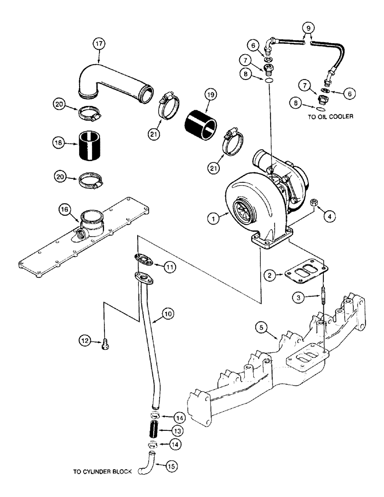 Схема запчастей Case IH 8850 - (10-22) - TURBOCHARGER SYSTEM, SERIAL NUMBER CFH0099001 THRU CFH0099164 (02) - ENGINE