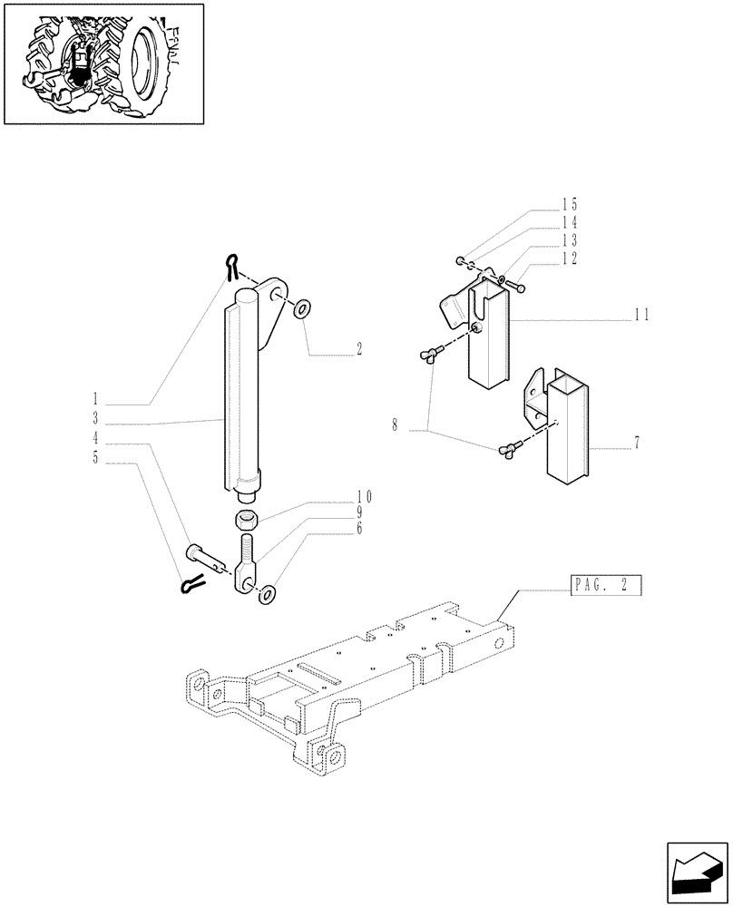 Схема запчастей Case IH MXU110 - (1.89.3/05[03]) - (VAR.556-559) APUH - HYDRAULIC PUSH BACK - W/SWING DRAWBAR FOR 2 RAMS FOR EDC - TOW HOOK (09) - IMPLEMENT LIFT