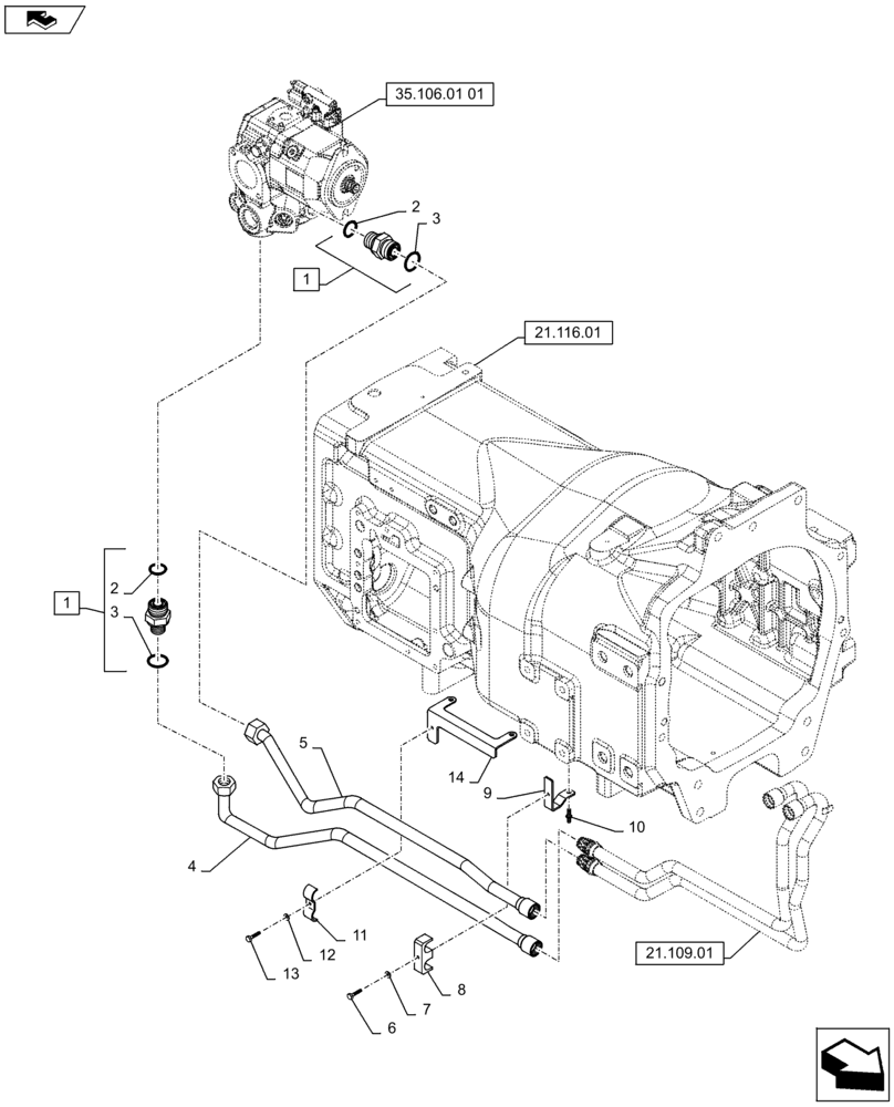 Схема запчастей Case IH PUMA 130 - (21.102.01[01]) - TRANSMISSION LUBRIFICATION LINE - C7113 (21) - TRANSMISSION