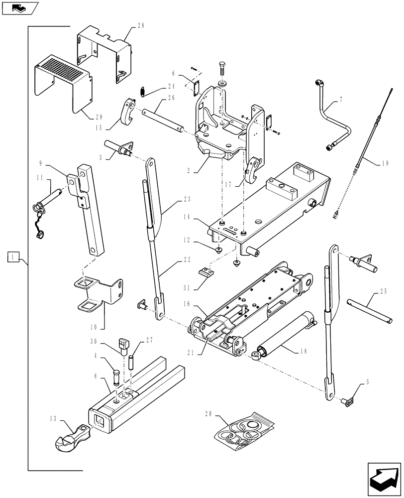 Схема запчастей Case IH MAGNUM 260 - (37.106.AA) - HITCH ASSEMBLY, AUTO PICKUP (37) - HITCHES, DRAWBARS & IMPLEMENT COUPLINGS