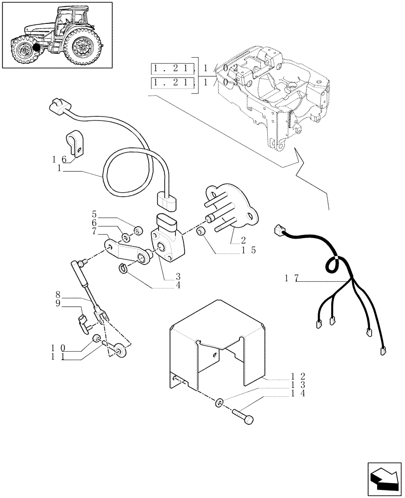 Схема запчастей Case IH MXU135 - (1.91.1/07) - (VAR.301/1-309/1) 4WD FRONT AXLE WITH SUSPENSIONS AND TERRALOCK - SENSOR AND RELATED PARTS (10) - OPERATORS PLATFORM/CAB