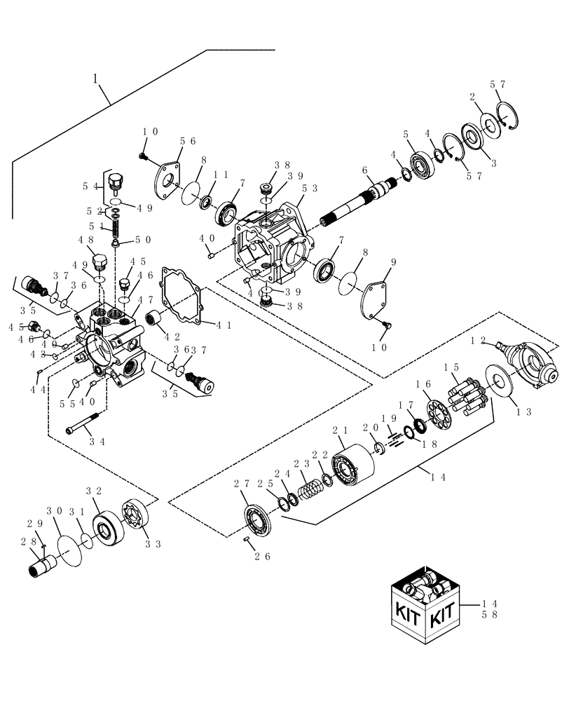 Схема запчастей Case IH WDX1101 - (044) - TANDEM PUMP, REAR HALF (35) - HYDRAULIC SYSTEMS