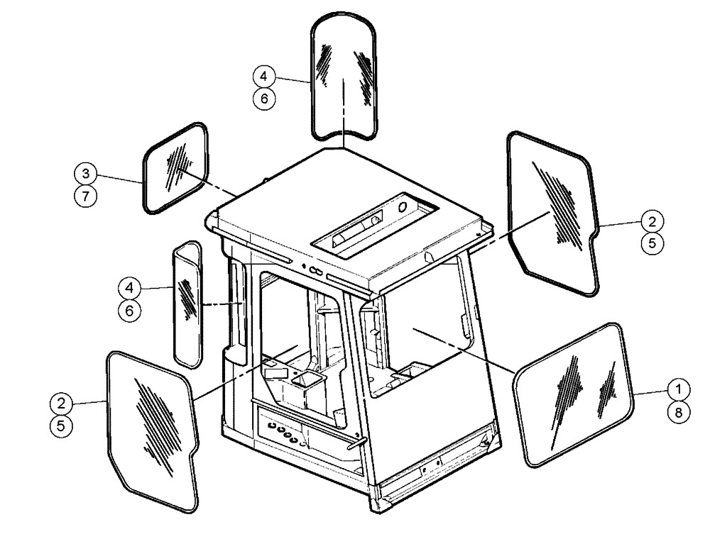 Схема запчастей Case IH PATRIOT XL - (01-005) - CAB GLASS Cab Interior