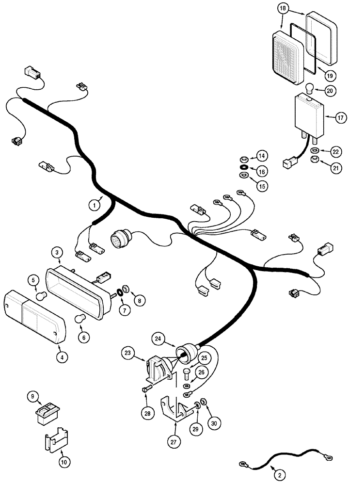 Схема запчастей Case IH CX80 - (04-10) - HARNESS - REAR FENDER (04) - ELECTRICAL SYSTEMS