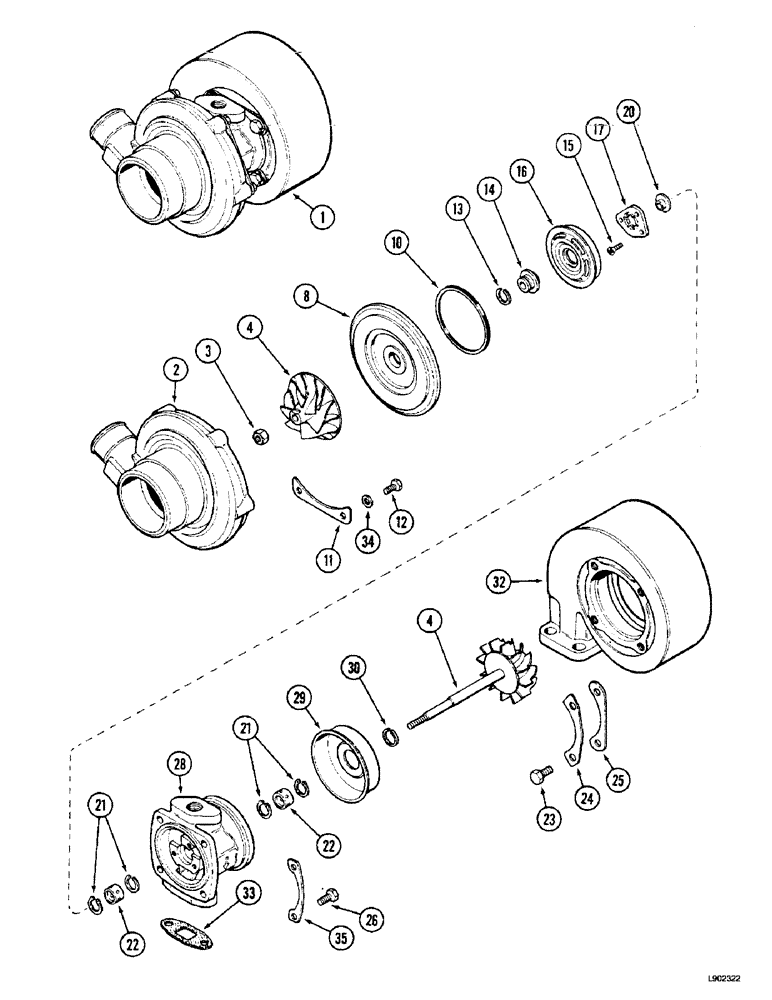 Схема запчастей Case IH 5150 - (2-060) - TURBOCHARGER, (5120/5140/5150) (02) - ENGINE