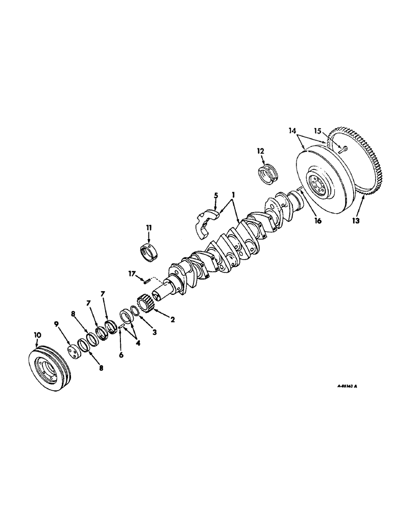 Схема запчастей Case IH 2706 - (D-27) - DIESEL ENGINES, CRANKSHAFT, FLYWHEEL AND BEARINGS (01) - ENGINE