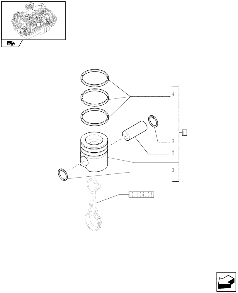 Схема запчастей Case IH F4HE9684J J100 - (10.105.01) - PISTON - ENGINE (2855250) 