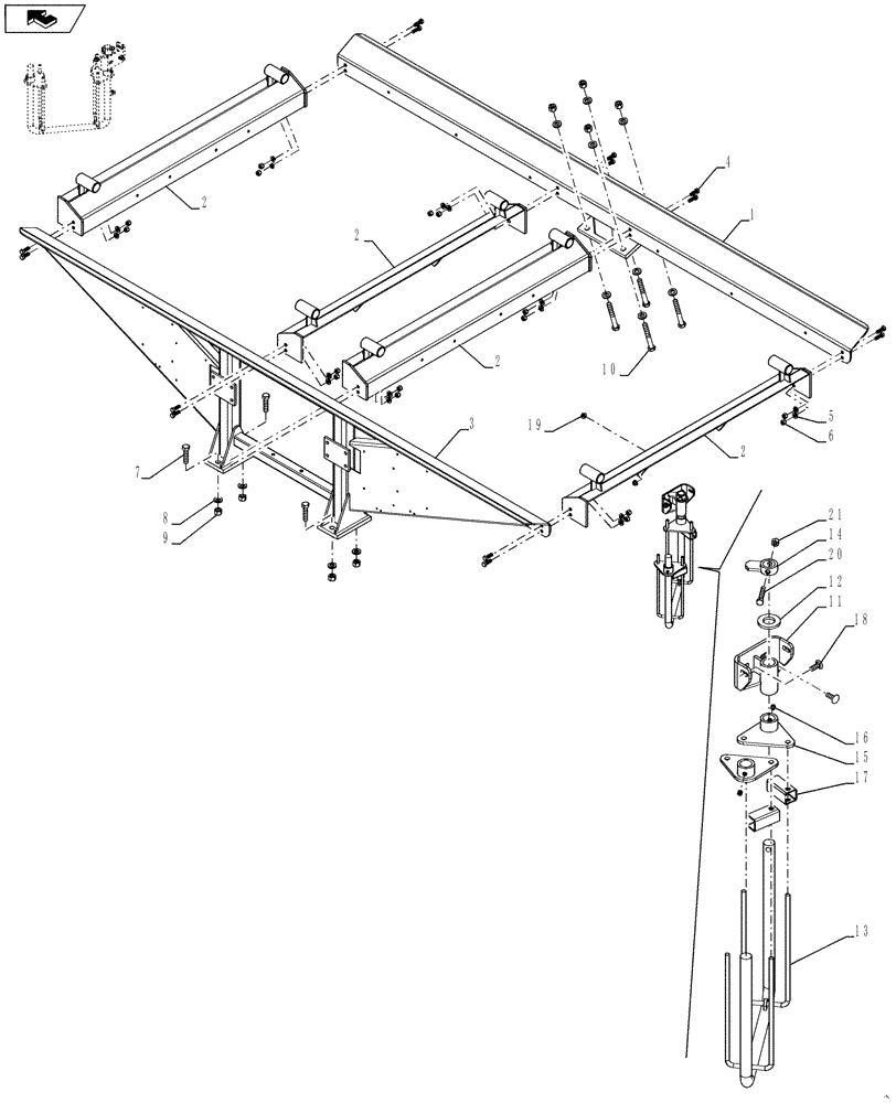 Схема запчастей Case IH 1260 - (80.150.01[02]) - BULK FILL - TANK FRAME, MODEL YEAR 2011 (80) - CROP STORAGE/UNLOADING