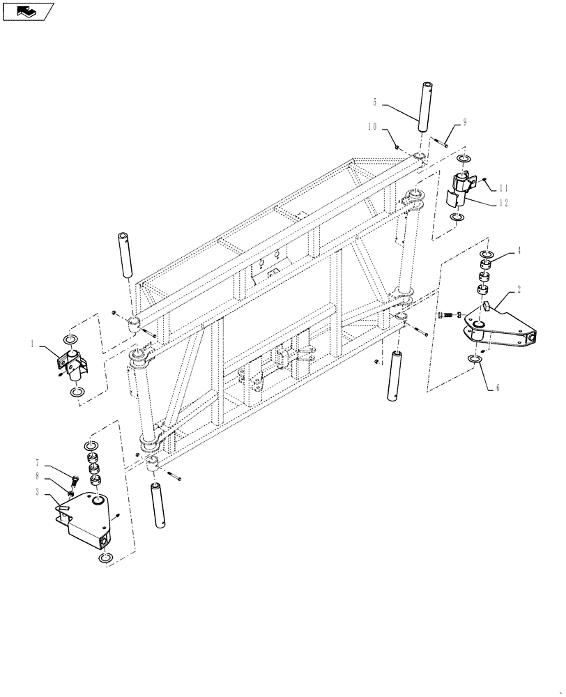 Схема запчастей Case IH 3330 - (39.105.07) - MAST PIVOT ASSEMBLY, 90/100 BOOM (39) - FRAMES AND BALLASTING