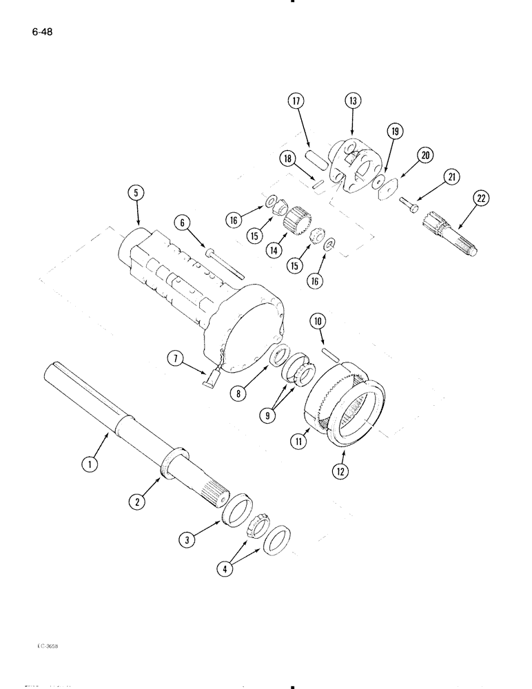 Схема запчастей Case IH 595 - (6-048) - REAR AXLE AND CARRIER, TRACTOR WITH BAR TYPE AXLE (06) - POWER TRAIN