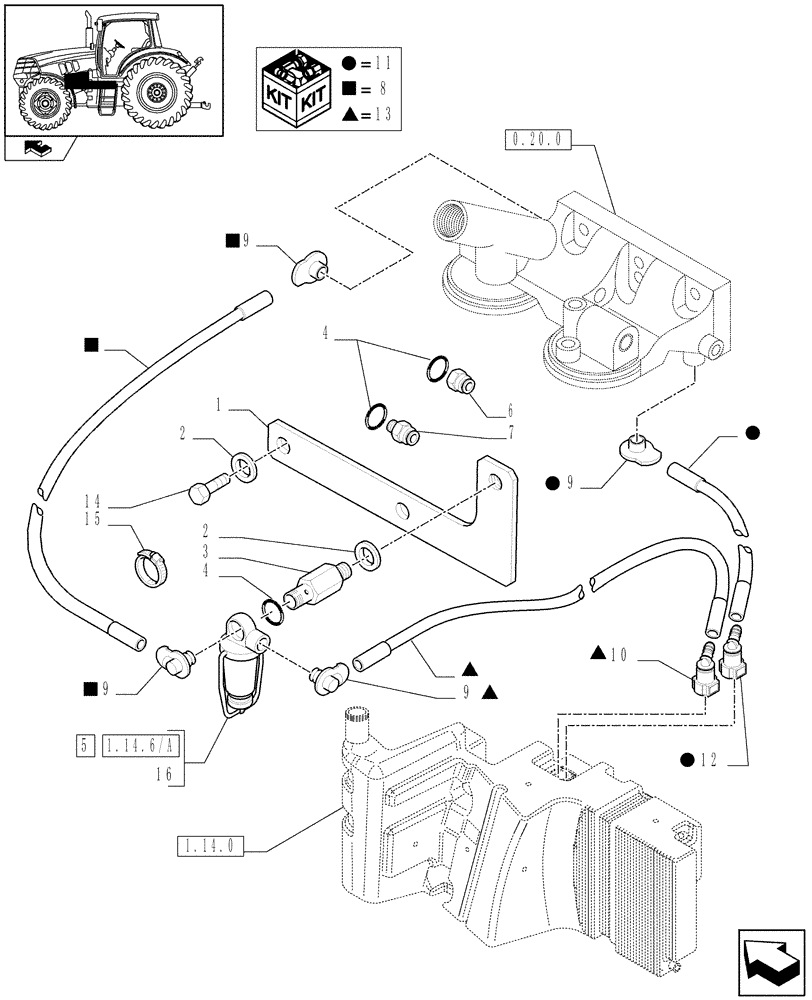 Схема запчастей Case IH PUMA 225 - (1.14.6[01]) - FUEL LINES - C7115 (02) - ENGINE EQUIPMENT