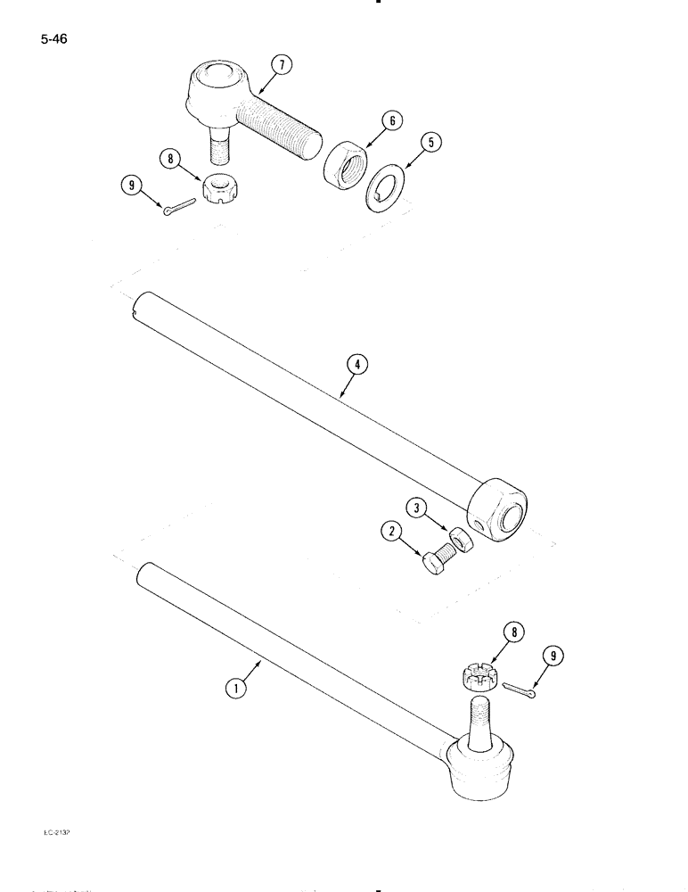 Схема запчастей Case IH 595 - (5-46[B]) - TIE RODS, ADJUSTABLE FRONT AXLES, SWEPT BACK ADJUSTABLE FRONT AXLE (05) - STEERING