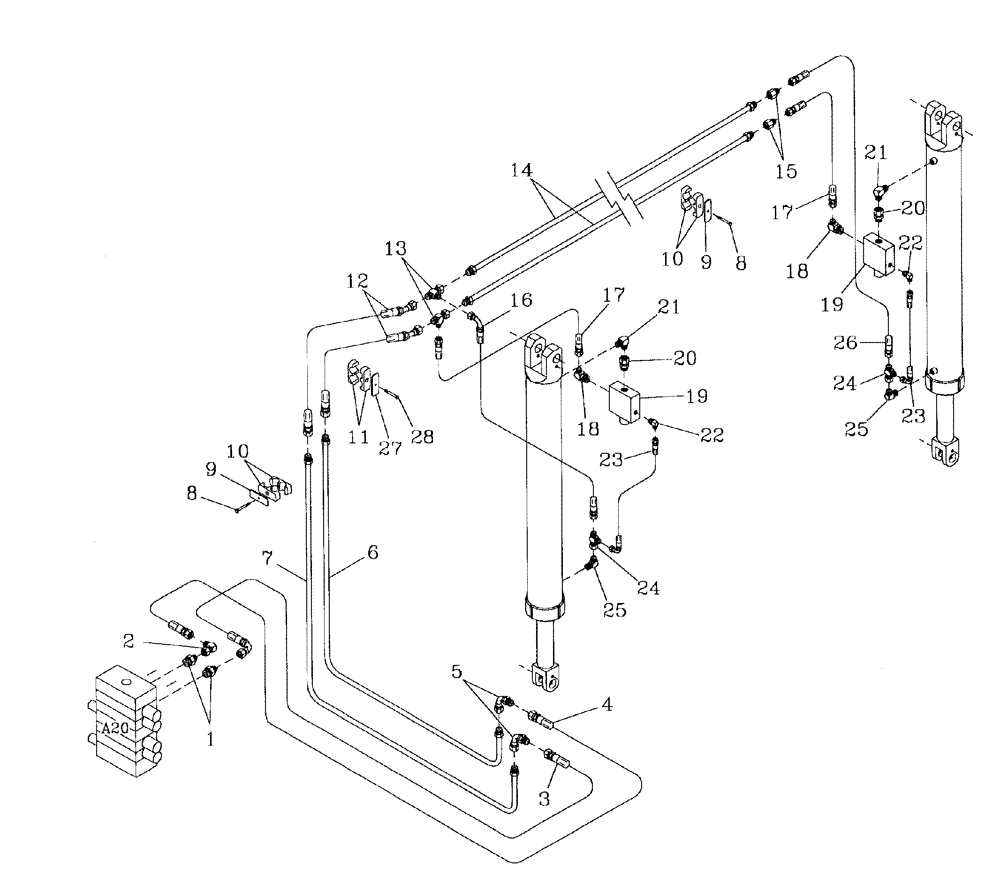 Схема запчастей Case IH AUSTOFT - (B05-13) - HYDRAULIC CIRCUIT (STABILIZER LEGS) Hydraulic Components & Circuits