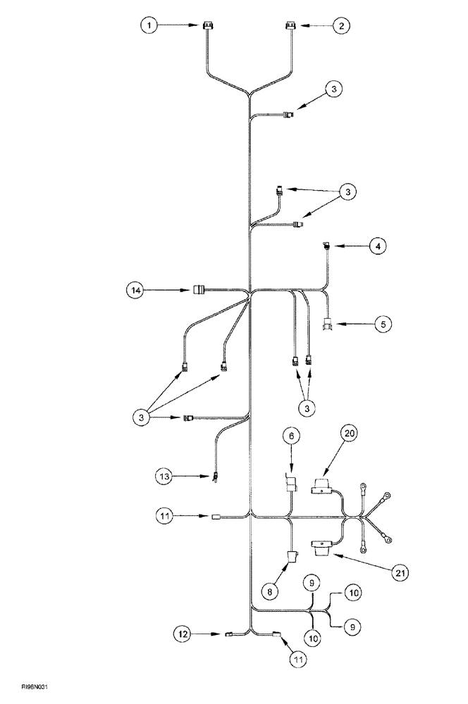 Схема запчастей Case IH AFS - (03-10) - HARNESS (55) - ELECTRICAL SYSTEMS