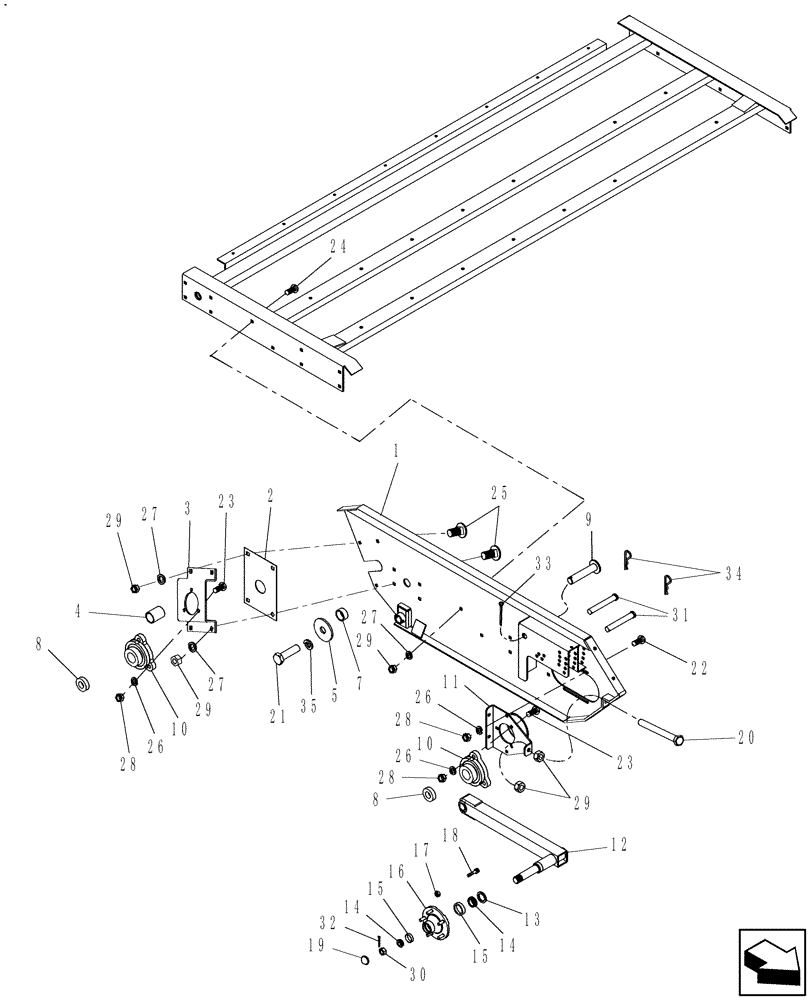 Схема запчастей Case IH CM212 - (60.220.02[02]) - PICKUP FRAME, RH AND GAUGE WHEEL 12FT (60) - PRODUCT FEEDING