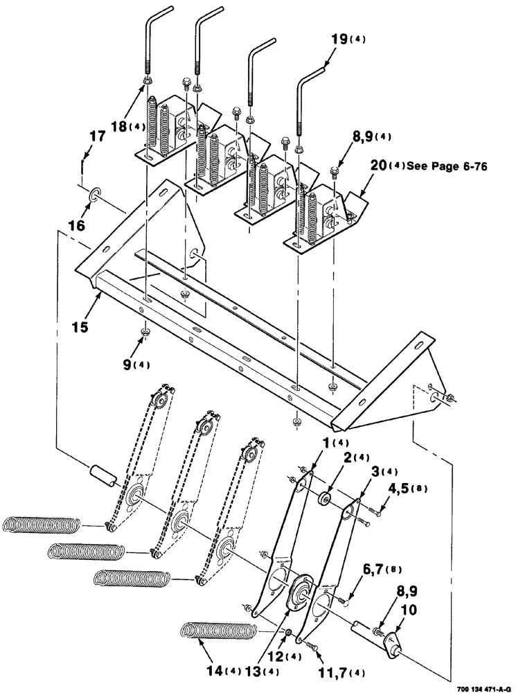 Схема запчастей Case IH 8576 - (06-074) - TENSIONER ASSEMBLY, S.N. CFH0117743 AND LATER (14) - BALE CHAMBER