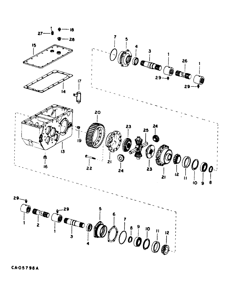 Схема запчастей Case IH 1420 - (07-05) - DRIVE TRAIN, TRANSMISSION, DIFFERENTIAL SHAFT Drive Train