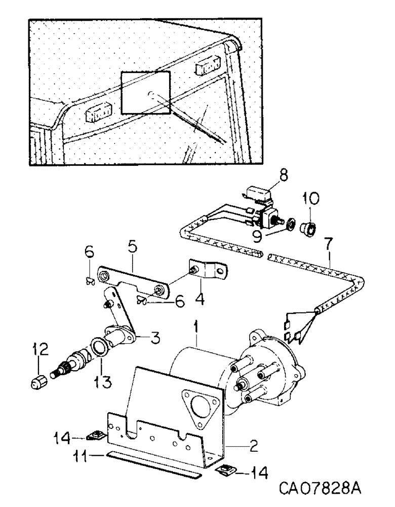 Схема запчастей Case IH 7488 - (08-21) - ELECTRICAL, WINDSHIELD WIPER MOTOR AND CONNECTIONS (06) - ELECTRICAL