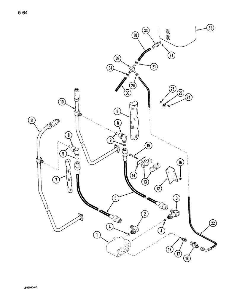 Схема запчастей Case IH 1640 - (5-64) - SELECTOR VALVE HYDRAULIC SYSTEM, POWER GUIDE AXLE, P.I.N. JJC0034001 AND AFTER (04) - STEERING