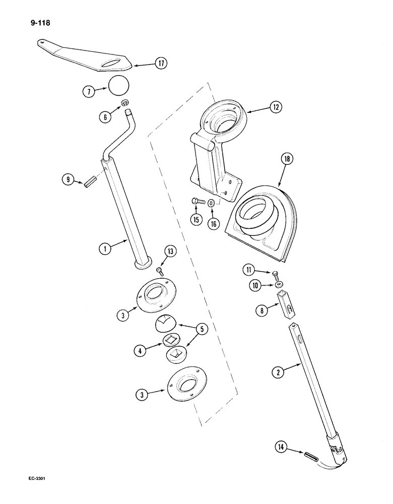 Схема запчастей Case IH 895 - (9-118) - HITCH LEVELING HANDLE, INTERNAL (09) - CHASSIS/ATTACHMENTS