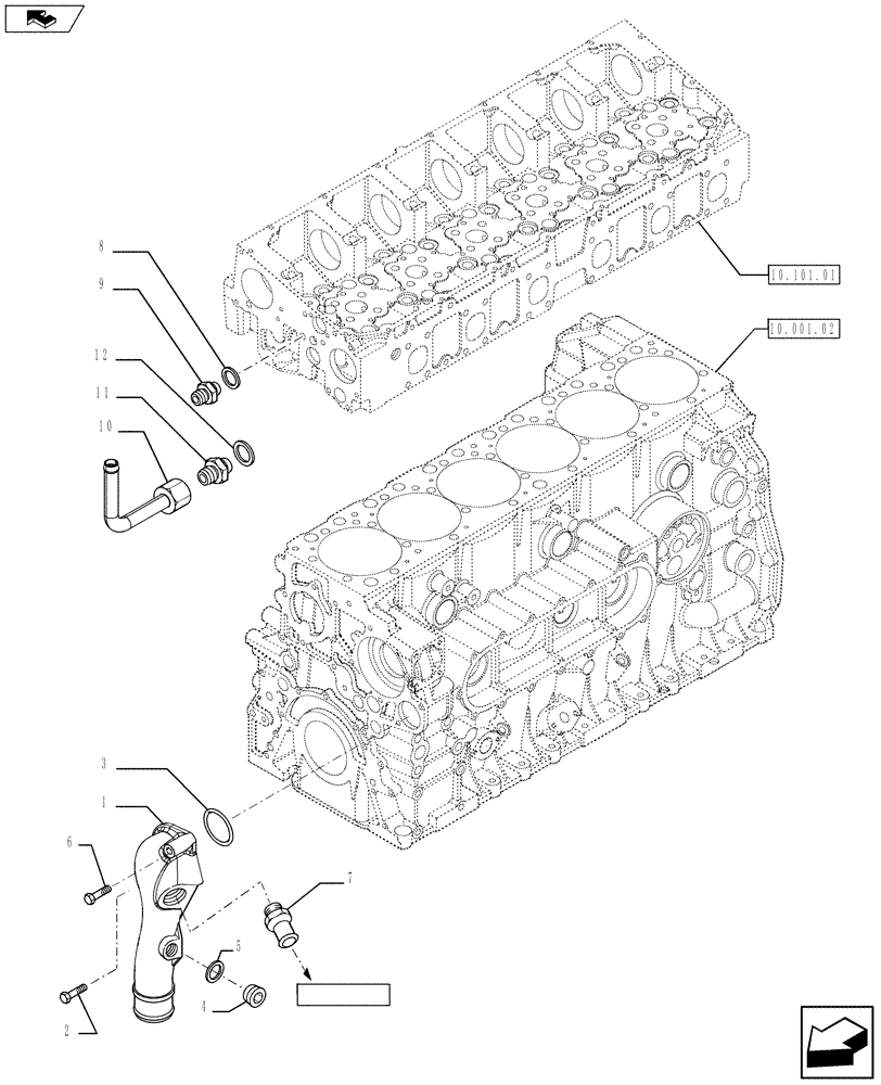 Схема запчастей Case IH F2CFE613F A011 - (10.402.01[01]) - WATER PUMP PIPES (504382682 - 504322623 - 504387190 - 504153553) (10) - ENGINE