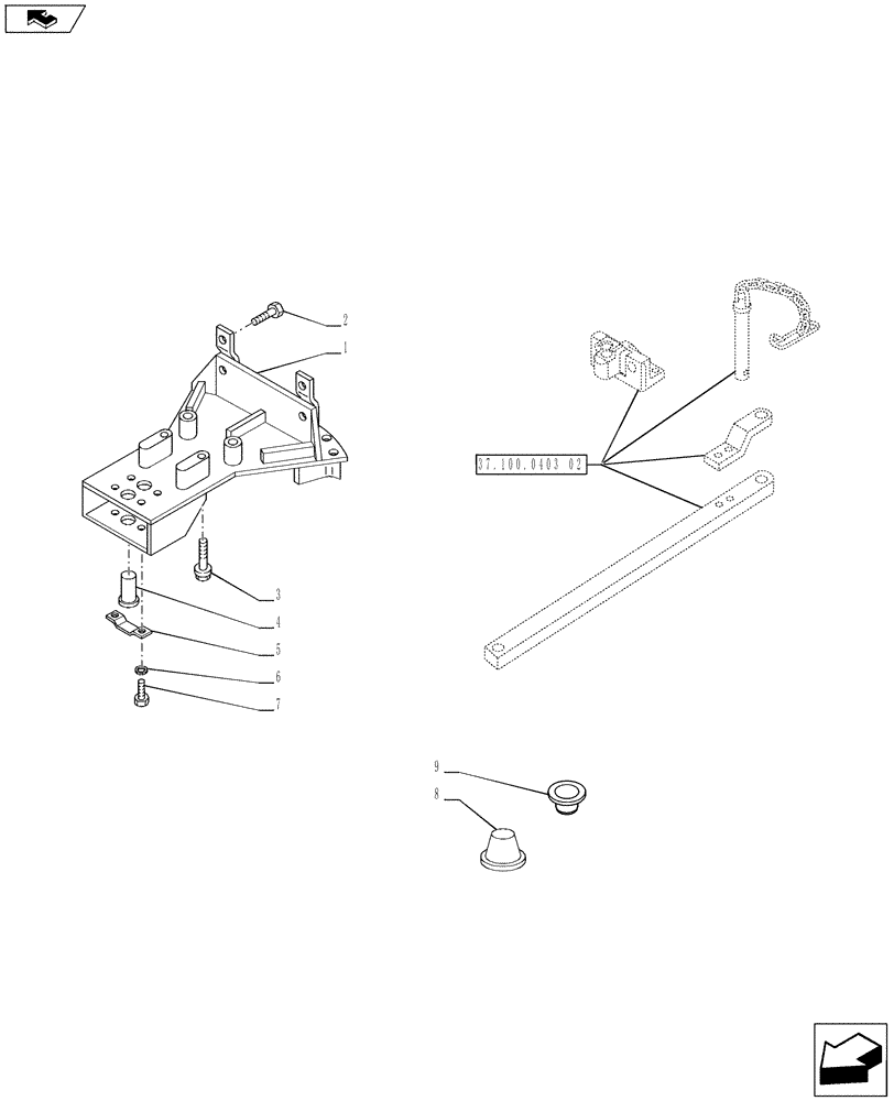 Схема запчастей Case IH PUMA 185 - (37.100.0403[01]) - INDEPENDENT SWINGING DRAWBAR WITH CLEVIS - SWINGING DRAWBAR (VAR.720910) (37) - HITCHES, DRAWBARS & IMPLEMENT COUPLINGS