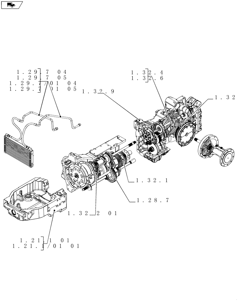 Схема запчастей Case IH PUMA 140 - (SEC. 03[01]) - TRANSMISSION (00) - GENERAL
