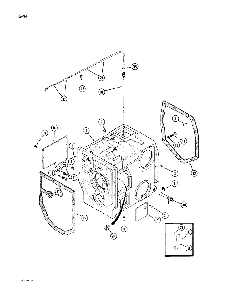 Схема запчастей Case IH 7130 - (6-044) - TRANSMISSION, RANGE HOUSING, TRANSMISSION S/N AJB0044915 AND AFTER (06) - POWER TRAIN