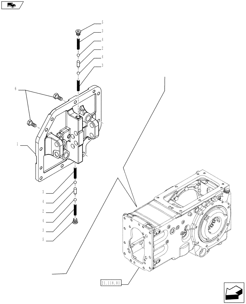 Схема запчастей Case IH FARMALL 75C - (21.130.04) - GEARBOX REDUCER LEVER SUPPOT (21) - TRANSMISSION