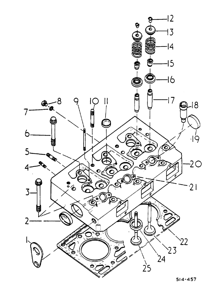 Схема запчастей Case IH 485 - (0F20-2) - CYLINDER HEAD, VALVES AND STUDS Power