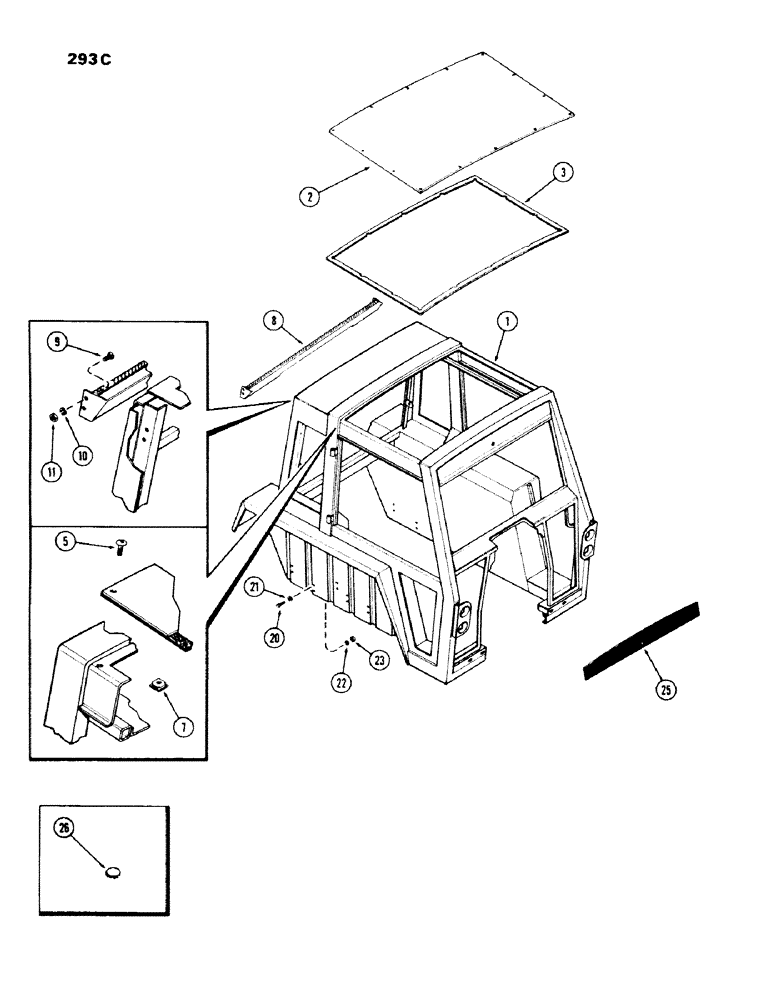 Схема запчастей Case IH 970 - (293C) - CAB, UPPER SHEET METAL, HINSON (09) - CHASSIS/ATTACHMENTS